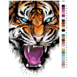 Schilderij op nummer "Tiger Roar", 40x60cm, a469