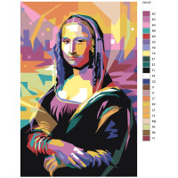 Schilderij op nummer "Mona Lisa gekleurd", 40x60cm, pa137