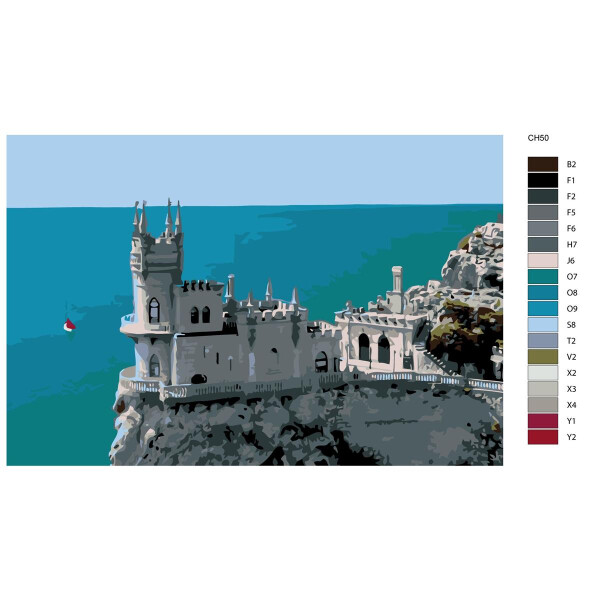 Paint by Numbers "Castle sea", 40x60cm, KTMK-CH50