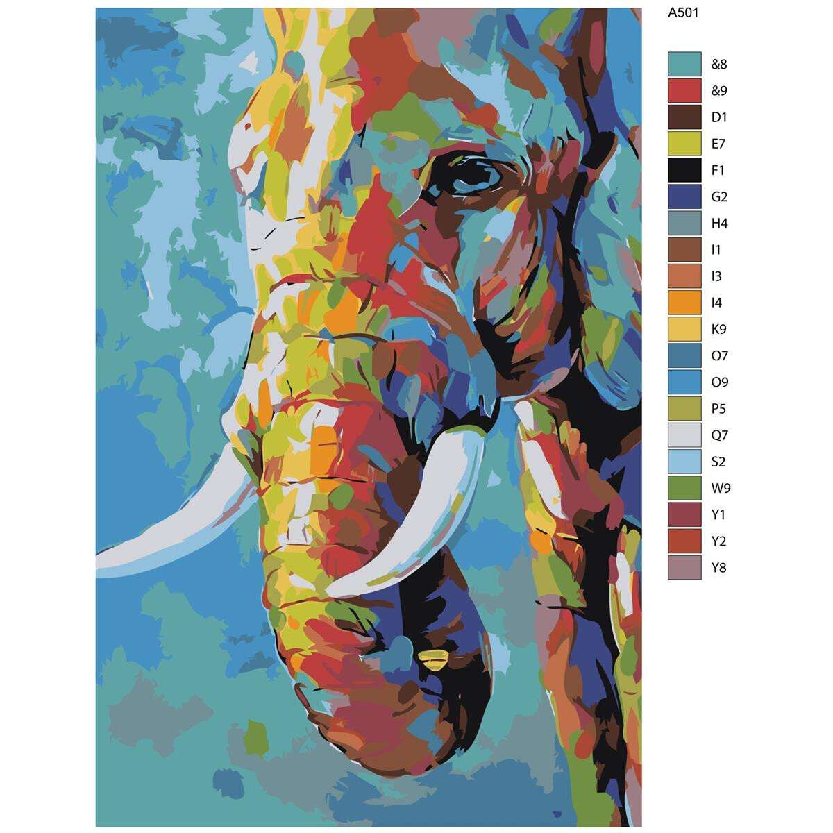 Pittura dai numeri "Elefante colorato",...