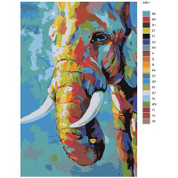 Pintura por números "Elefante coloreado", 40x60cm, a501