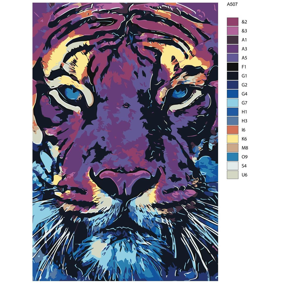 Pittura con i numeri "Tigre potente", 40x60cm,...