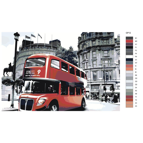 Pittura dai numeri "London double decker bus", 40x60cm, gp12