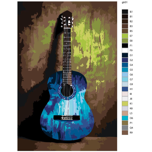 Pintura por números "guitarra", 40x60cm, KTMK-gtr01