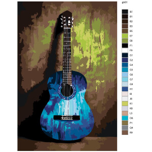 Paint by Numbers "Guitar" , 40x60cm, KTMK-gtr01
