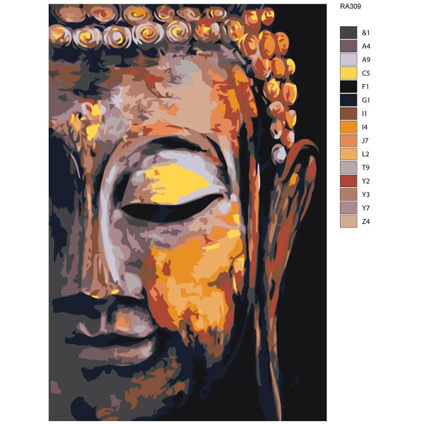Peinture par numéros visage de Bouddha", 40x60cm, ra309