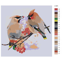 Pittura con i numeri "Uccelli dinverno", 40x40cm, z-ab1