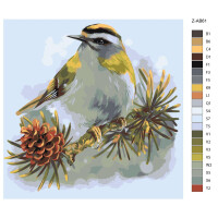 Pittura con i numeri "Uccello su pigna", 40x40cm, z-ab61