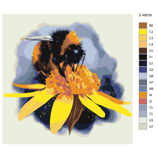 Pittura con i numeri "Ape su un fiore", 40x40cm, z-ab239