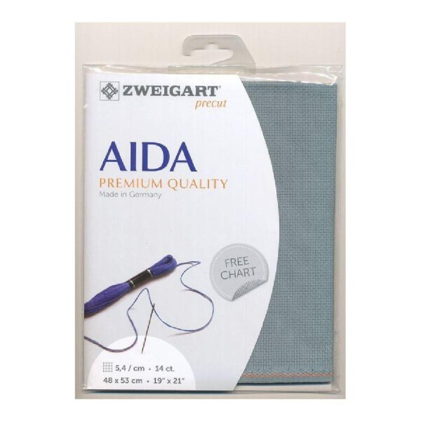 AIDA Zweigart Precute 14 ct. Stern Aida 3706 color 594 misty blue, fabric for cross stitch 48x53cm