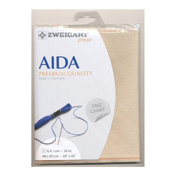AIDA Zweigart Precute 16 ct. Aida 3251 color 3740 beige, fabric for cross stitch 48x53cm