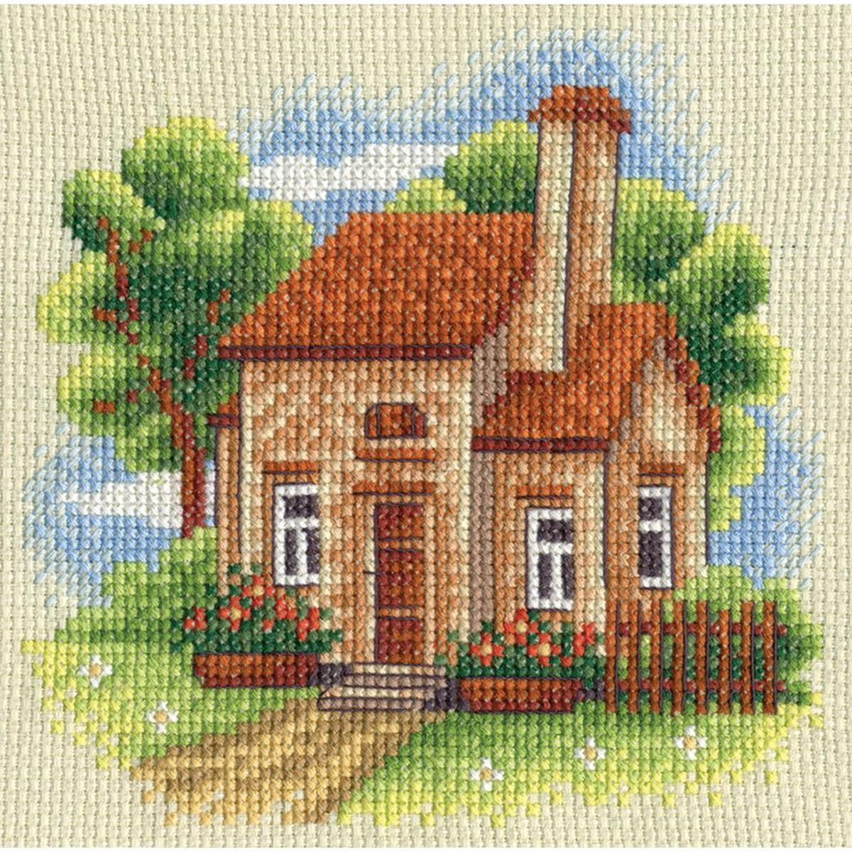 Set punto croce Panna "Garden house", 13x13cm,...