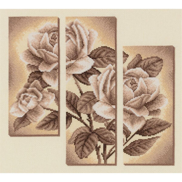 Panna Kreuzstichset "Triptychon mit Rosen", 29.5x27cm, Zählmuster