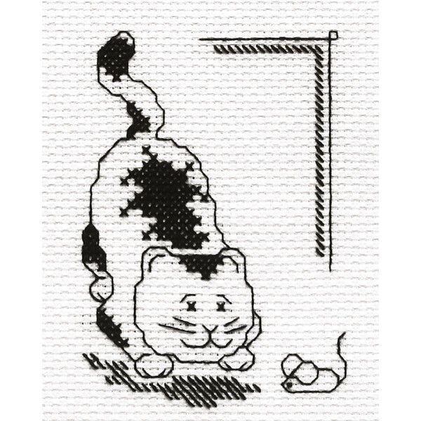 Panna counted cross stitch kit  "Cat-and-Mouse", 9,5x12cm, DIY
