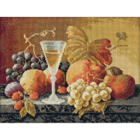 Set punto croce Panna "Natura morta con vino e frutta", 32x24,5cm, motivo di conteggio