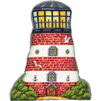 Cuscino a punto croce Panna "Lighthouse", 35x42,5cm, motivo di conteggio