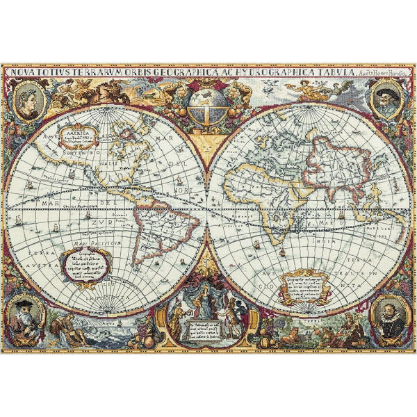 Ensemble point de croix Panna "Carte du monde", 63,5x44,5cm, modèle de comptage