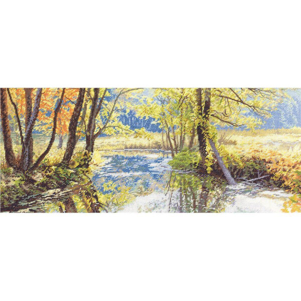 Panna counted cross stitch kit  "Small River at the Edge", 54x24cm, DIY