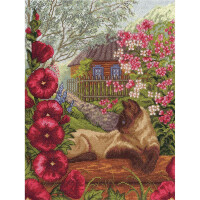 Panna counted cross stitch kit  "Rest in Hollyhock", 24x32cm, DIY