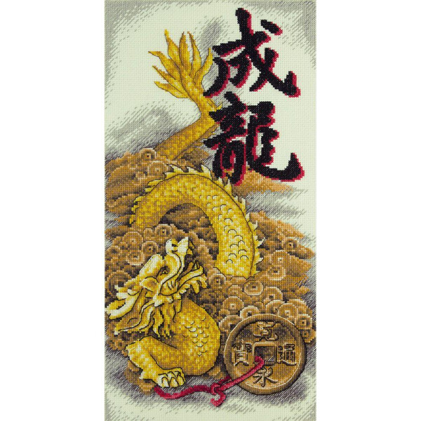 Набор для вышивания крестом Panna "Золотой дракон", 20x40 см, счетная схема