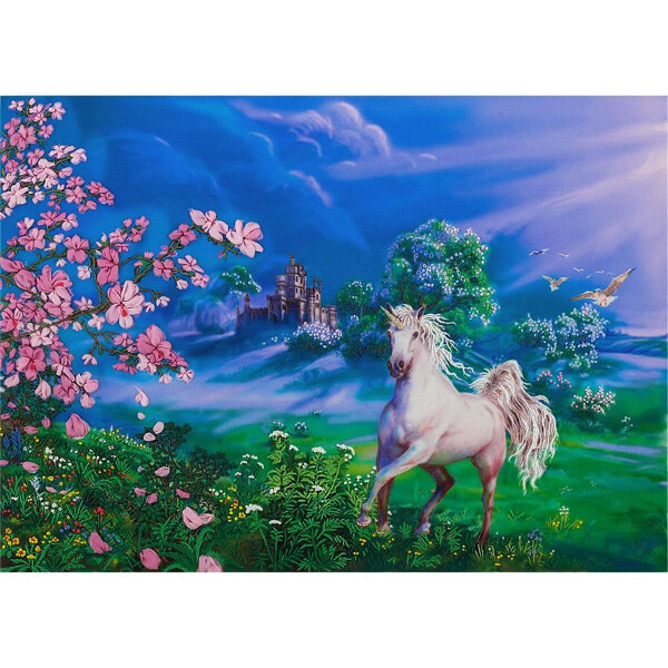 Panna platte steek set "fairy unicorn", 31x22cm, borduurmotief getekend