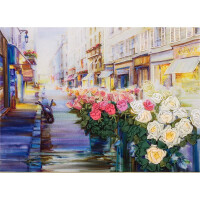 Panna Stickset Bandstickerei "Pariser Blumen", 24,5x17,5cm, Stickbild vorgezeichnet