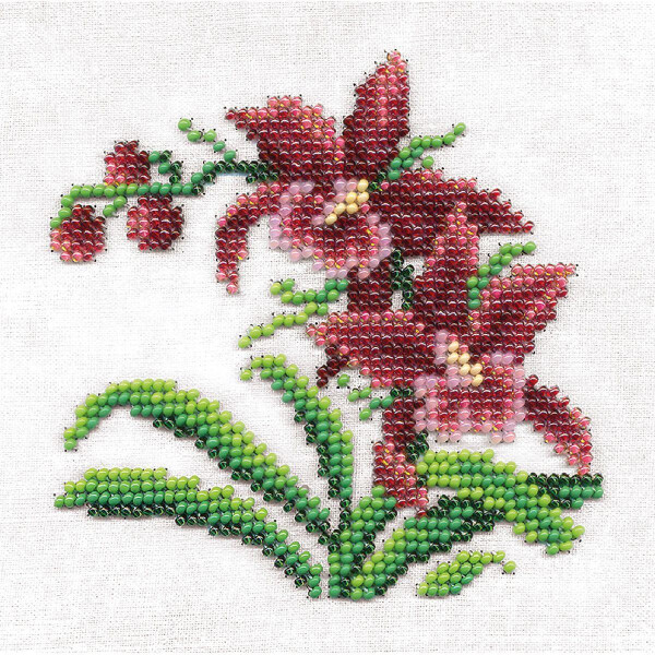 Klart stamped beads stitching kit  "Wild Orchids", 13x13cm, DIY