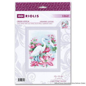 Riolis kruissteek set "Lotusveld. Reiger", betalingspatroon, 18x24cm