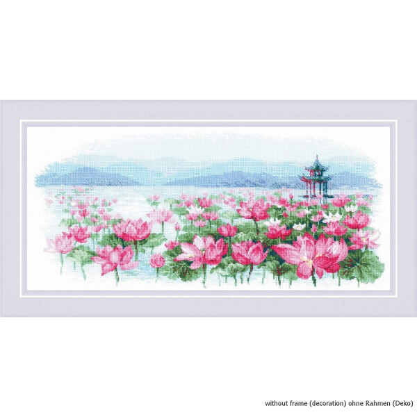 Riolis Counted cross stitch kit Lotus Field. Pagoda on the Water 55x24cm, DIY