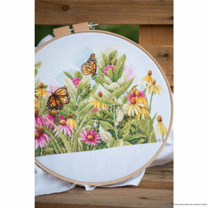 Lanarte cross stitch kit "Butterflies & coneflowers", counted, DIY
