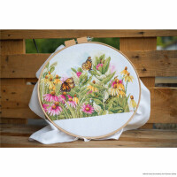 Lanarte cross stitch kit "Butterflies & coneflowers", counted, DIY