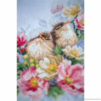 Набор для вышивания крестом Lanarte "Маленькие птички на ветке цветка", счётная схема