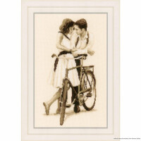 Vervaco cross stitch kit "Couple with bicycle", counted, DIY
