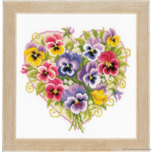 Vervaco cross stitch kit "Pansies in heart...