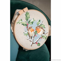 Vervaco cross stitch kit "Winter robins", counted, DIY