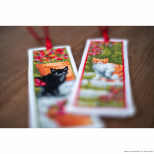 Vervaco Bookmark cross stitch kit "Cats set of 2", counted, DIY