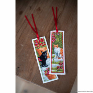 Vervaco Bookmark cross stitch kit "Cats set of 2", counted, DIY