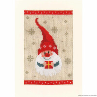 Vervaco Tarjeta de felicitación en punto de cruz "Christmas gnome set of 3", patrón de conteo