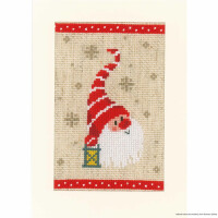 Набор для вышивания крестом поздравительных открыток Vervaco "Рождественский гном набор из 3 штук", счетная схема