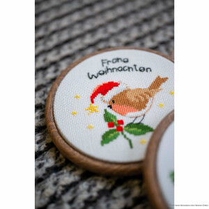 Vervaco Miniature cross stitch kit "Christmas birds set of 3", counted, DIY