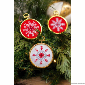 Vervaco Miniature cross stitch kit "Ice star set of 3", counted, DIY