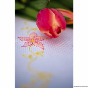 Vervaco table runner cross stitch kit "Colourful flowers", counted, DIY