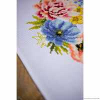 Vervaco table runner cross stitch kit "Colourful flowers", counted, DIY