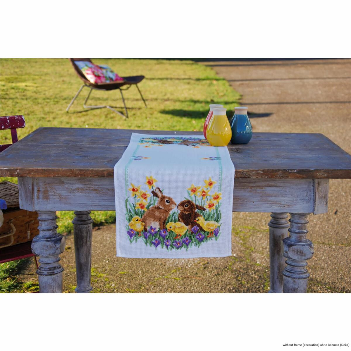 Vervaco table runner cross stitch kit "Rabbits with...