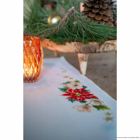 Vervaco tablecloth cross stitch kit "Christmas flowers", counted, DIY