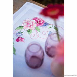 Vervaco table runner cross stitch kit "Flowers and...