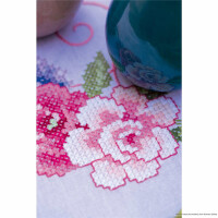 Vervaco table runner cross stitch kit "Flowers and butterflies", stamped, DIY