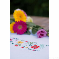 Vervaco table runner cross stitch kit "Fresh flowers", stamped, DIY
