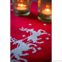 Vervaco table runner cross stitch kit "Sleigh", stamped, DIY