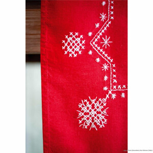 Vervaco Juego de punto de cruz impreso para camino de mesa "Estrellas de Navidad blancas", dibujo prediseñado